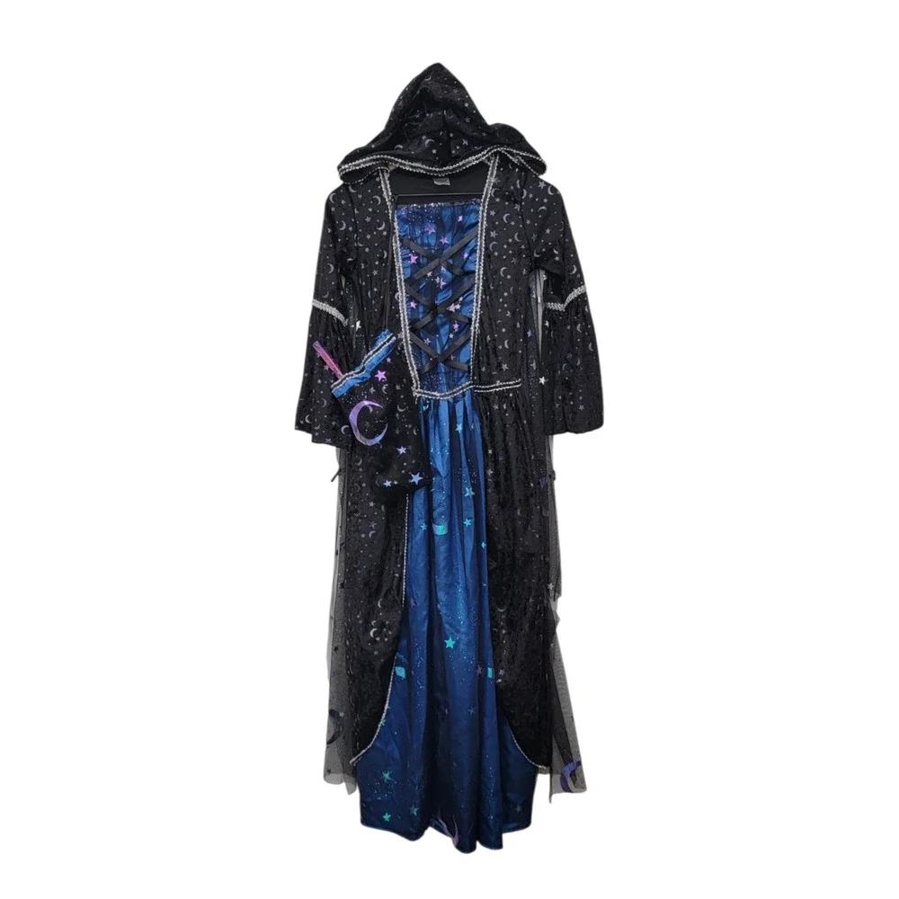Spirit Halloween Witch Costume Kids XL Blue Celestial Sorceress Wizard
